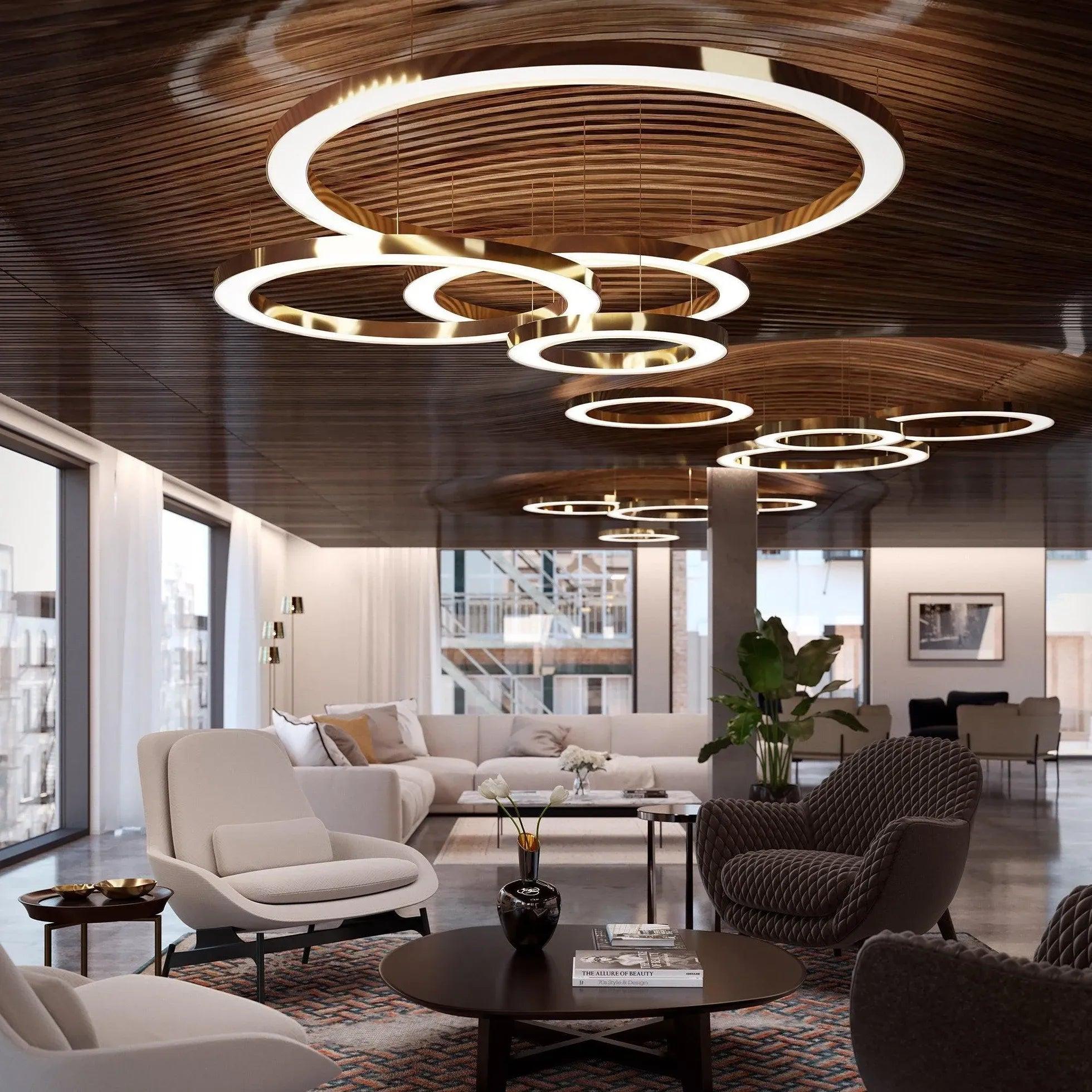 Gold LED Multi-Light Round Design Pendant Light - Clowas