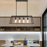 Black Rectangular Frame Industrial Pendant Light - Clowas