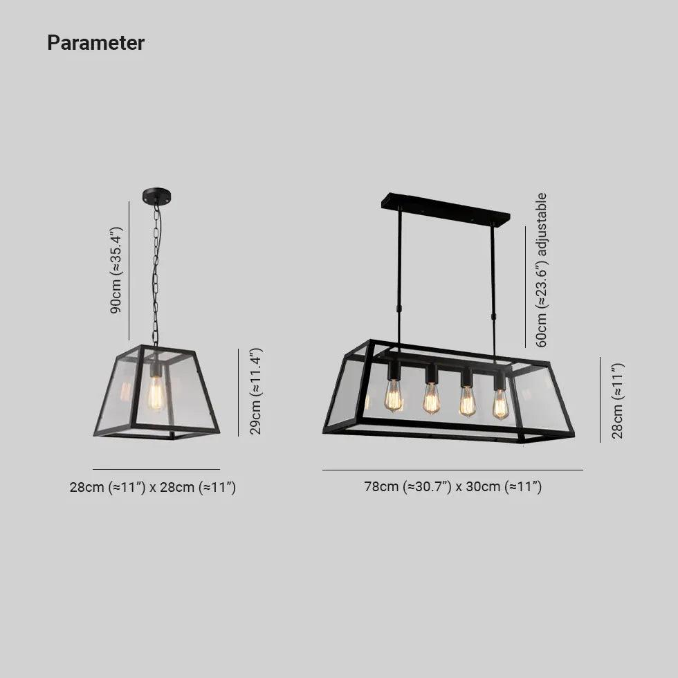 Black Rectangular Frame Industrial Pendant Light - Clowas