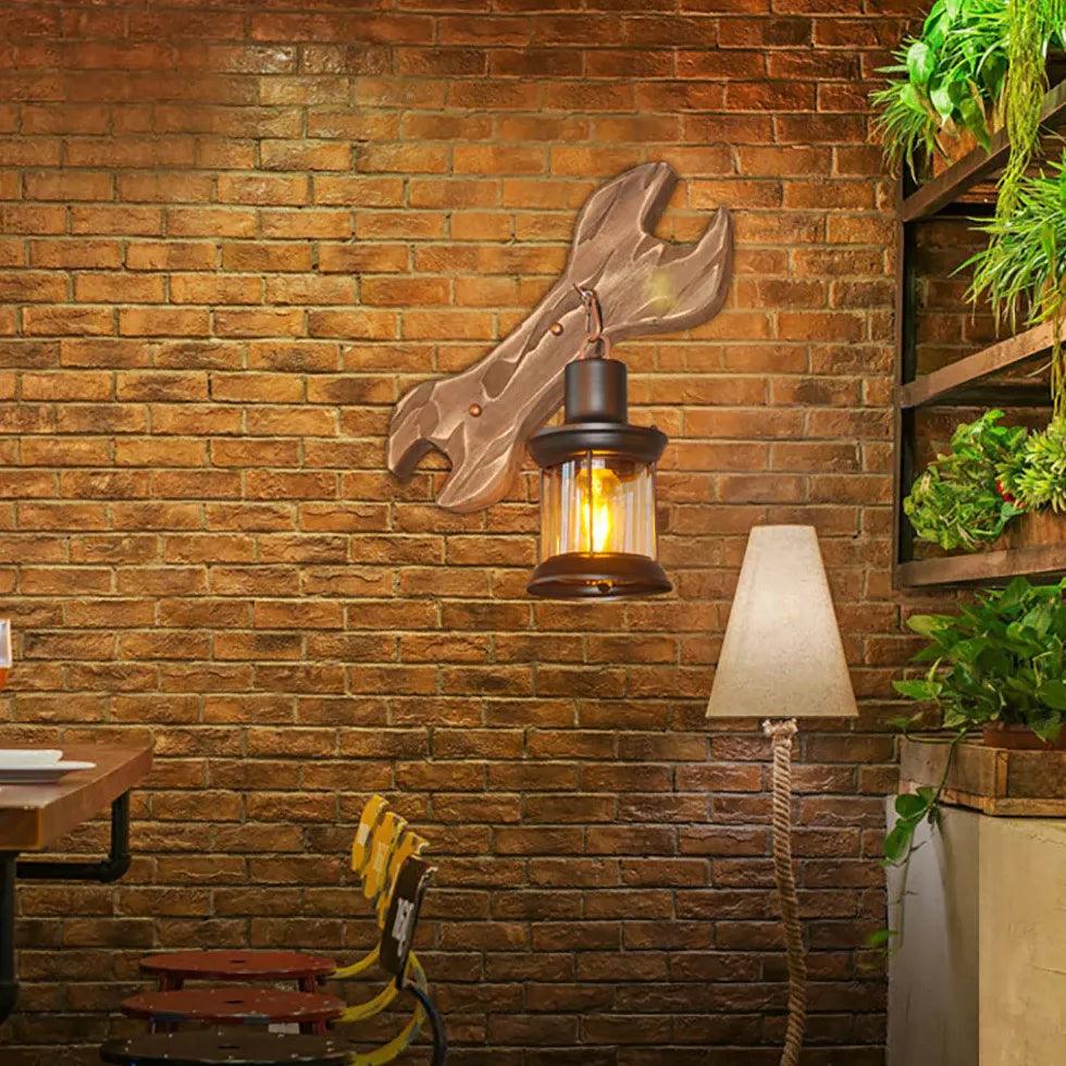 Wrench Lantern Wooden Vintage Wall Lights - Clowas