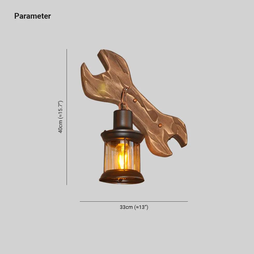 Wrench Lantern Wooden Vintage Wall Lights - Clowas
