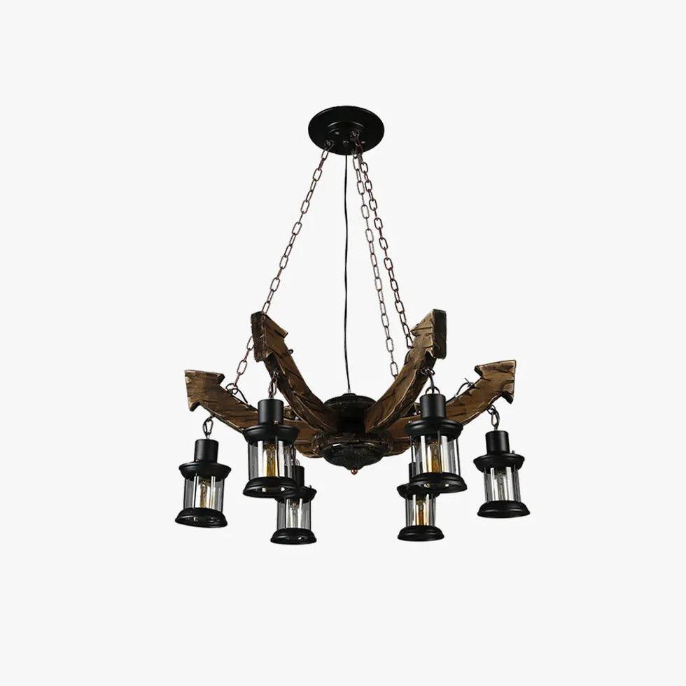 Multi-Light Wooden Lantern Dining Room Pendant Light - Clowas