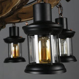Multi-Light Wooden Lantern Dining Room Pendant Light - Clowas