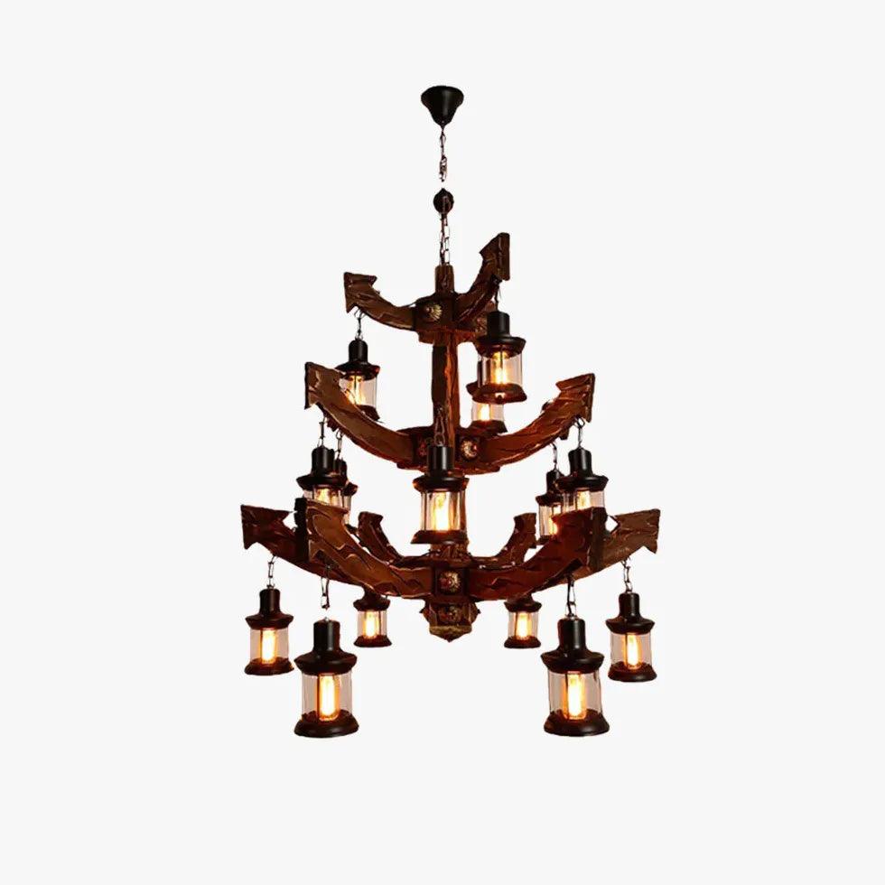 Multi-layer Wooden Vintage Structure Chandelier - Clowas
