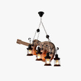 Guitar-Shaped Multi-Light Wooden Vintage Pendant Light - Clowas