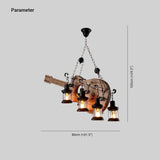 Guitar-Shaped Multi-Light Wooden Vintage Pendant Light - Clowas