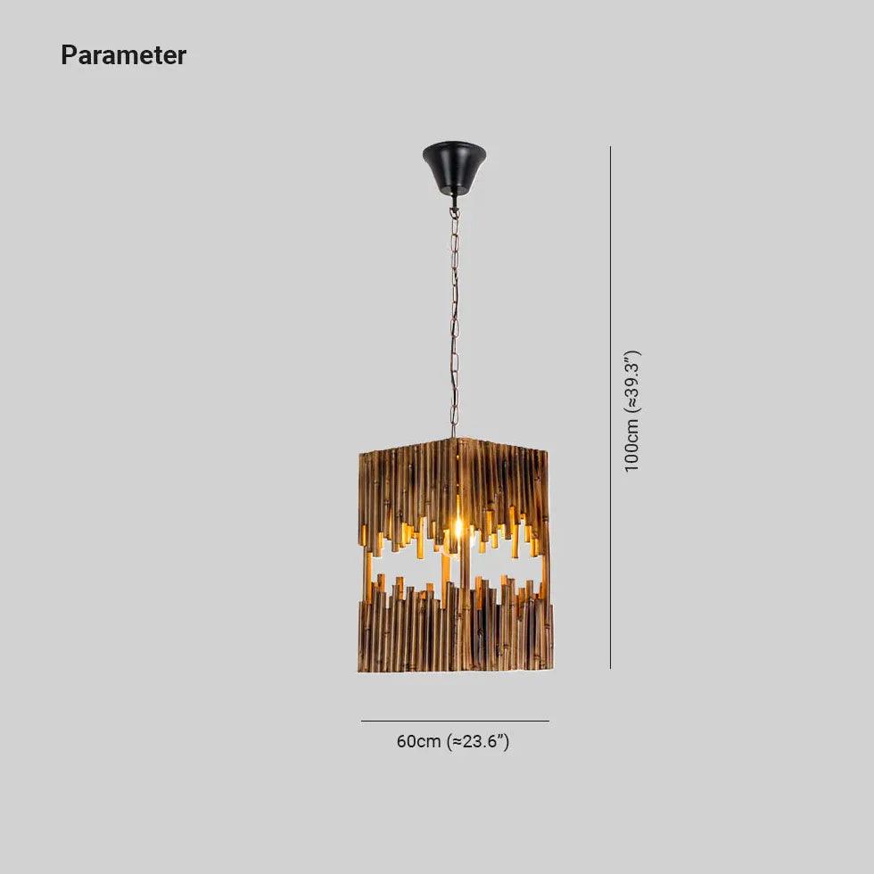 Rectangular Layered Design Wooden Vintage Pendant Light - Clowas