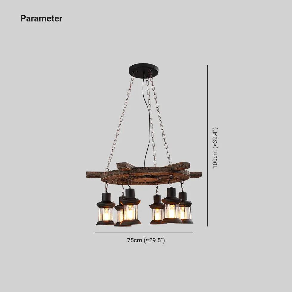 Wooden Frame Vintage Lantern Pendant Light - Clowas