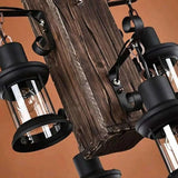 Vintage Wooden Industrial Multi Pendant Light for Dining Room