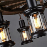 Wheel-shaped Wooden Industrial Pendant Light - Clowas