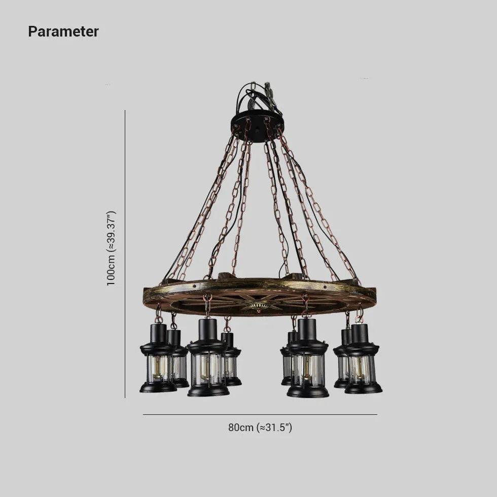 Wheel-shaped Wooden Industrial Pendant Light - Clowas