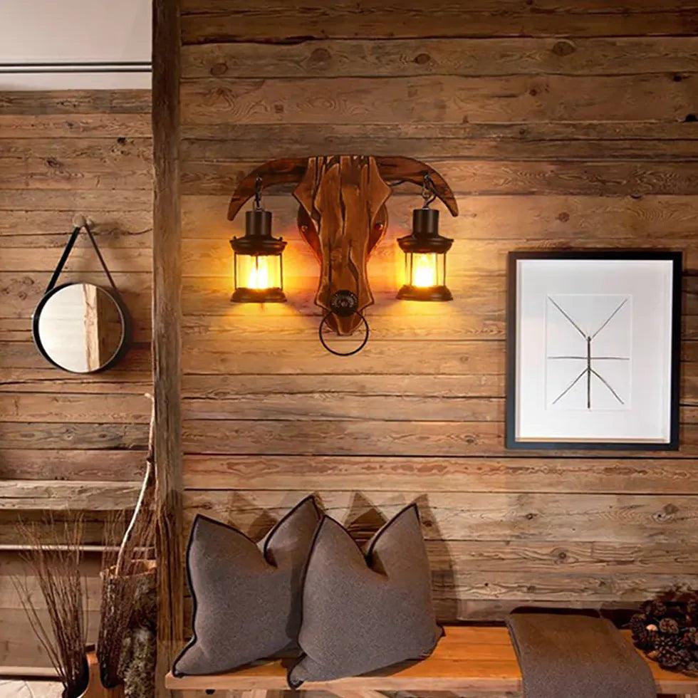Bull Head Shaped Double Vintage Wall Lights - Clowas