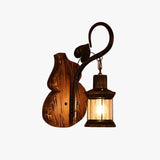 Cucurbits Lantern Wood Vintage Wall Lights - Clowas