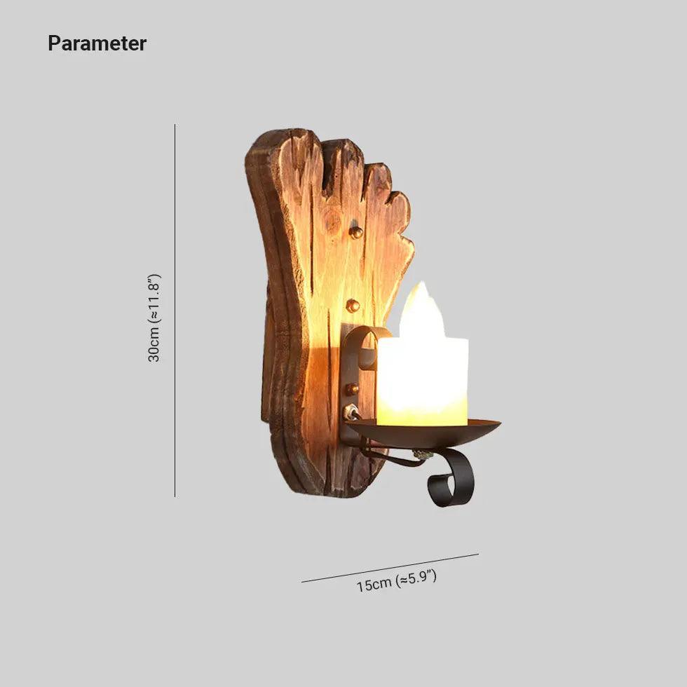 Natural Texture Candle Wood Vintage Wall Lights - Clowas