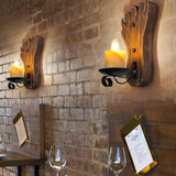 Natural Texture Candle Wood Vintage Wall Lights - Clowas