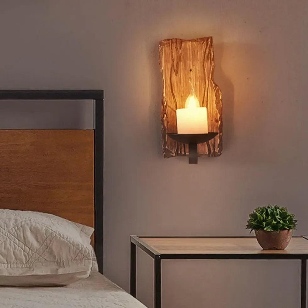 Candle Wall Sconce Lighting Wooden - Clowas