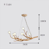 Rustic Branch Chandelier Glass for Living Room, Anti-Glare