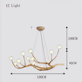 Rustic Branch Chandelier Glass for Living Room, Anti-Glare
