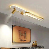 Modern Flush Ceiling Light with Spotlight for Living Room, Angle Adjustable