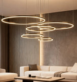 Modern Multi Ring Pendant Light Dimmable in Metal for Living Rooms