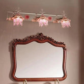Pink Flower Glass Wall Light for Bathroom