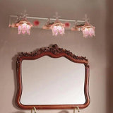 Pink Flower Glass Wall Light for Bathroom