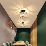 Modern Hallway Semi Flush Ceiling Light Crystal LED