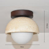 Modern Japanese Yellow Limestone Wood Ceiling Light