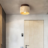 Modern Japanese Yellow Limestone Wood Ceiling Light