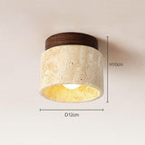 Modern Japanese Yellow Limestone Wood Ceiling Light
