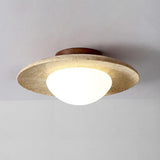 Modern Japanese Yellow Limestone Wood Ceiling Light