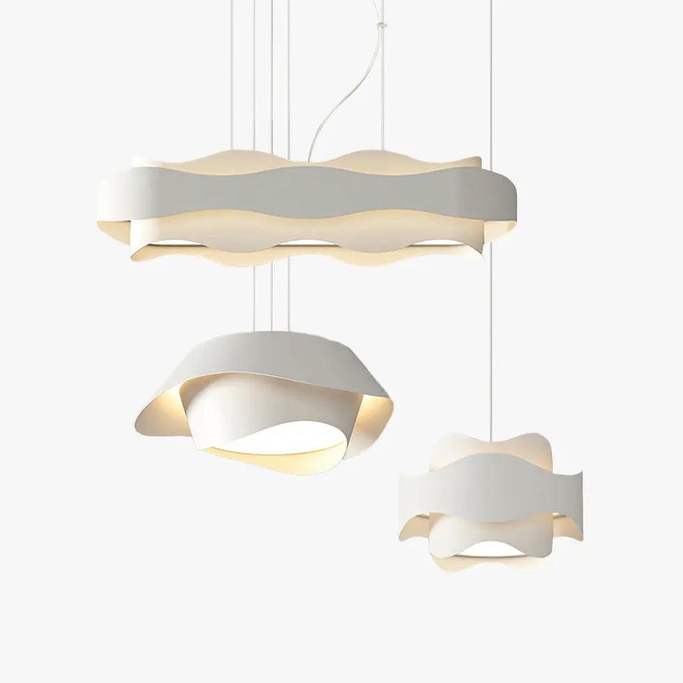 Dual-Layer Wave Design White Dining Room Pendant Light - Clowas