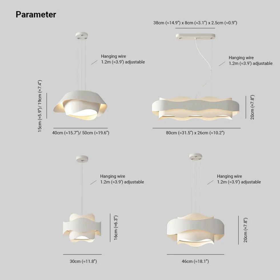 Dual-Layer Wave Design White Dining Room Pendant Light - Clowas