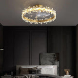 Gold Floral Ring Frame Ceiling Fan Light - Clowas