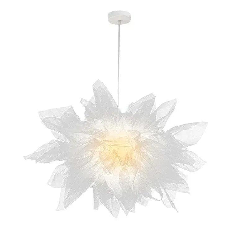 Flower-shaped Modern White Fabric Pendant Light - Clowas