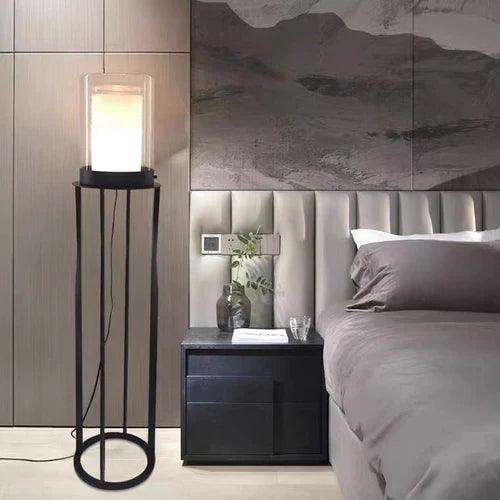 Black Cylindrical Transparent Shade Floor Lamp - Clowas