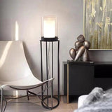 Black Cylindrical Transparent Shade Floor Lamp - Clowas