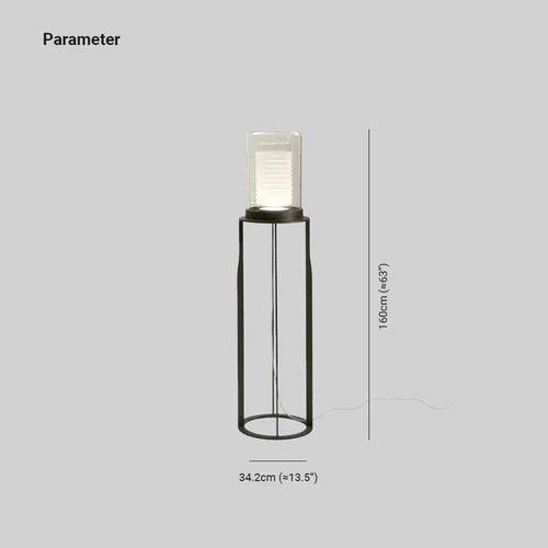 Black Cylindrical Transparent Shade Floor Lamp - Clowas