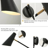Black Long Arm Reading Spotlight - Clowas