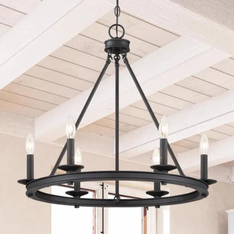 Black Metal Circular Industrial Chandelier - Clowas