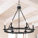 Black Metal Circular Industrial Chandelier - Clowas