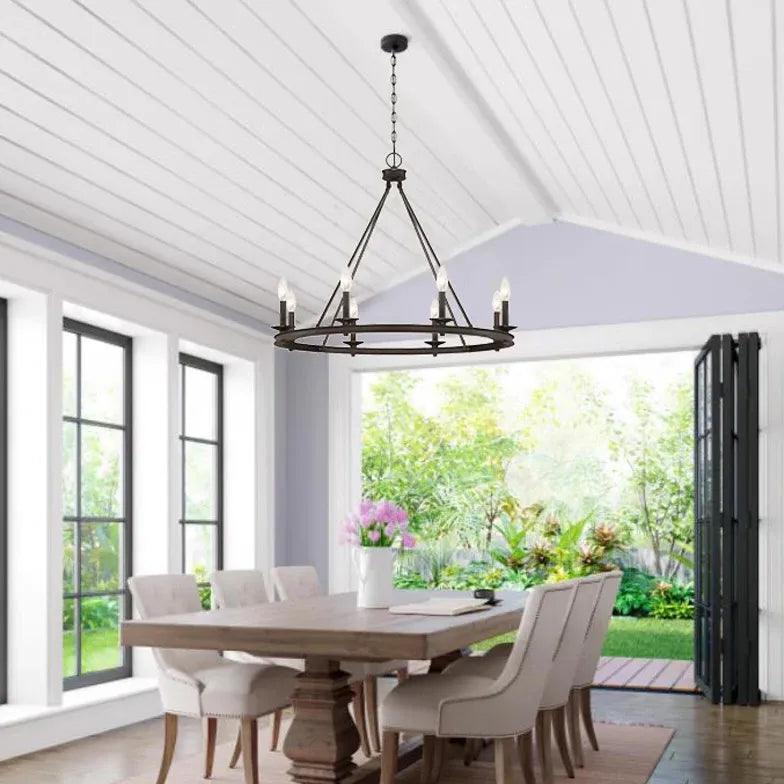 Black Metal Circular Industrial Chandelier - Clowas