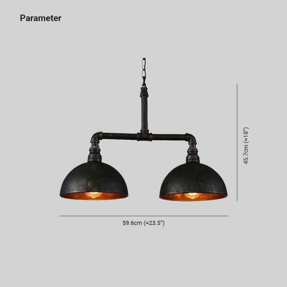 Black Metal Dual-Shade Industrial Pendant Light - Clowas