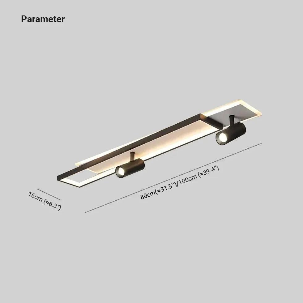 Black Rectangular Long LED Recessed Ceiling Light - Clowas