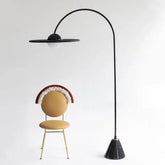 Black Round Shade Arc Floor Lamp - Clowas