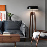 Trio Tripod Natural Wood Floor Lamp for Living Room