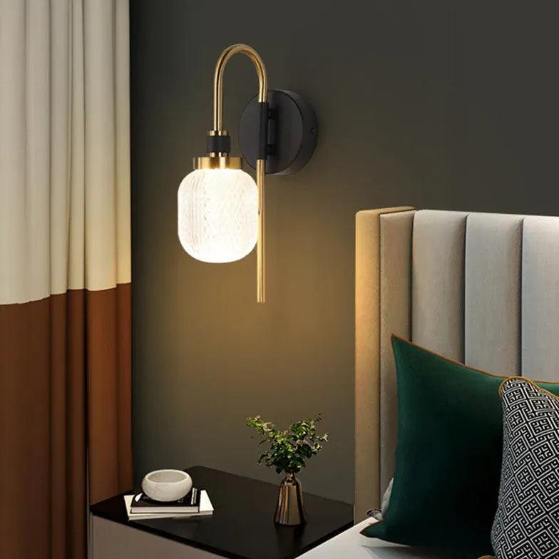 Arc Design Glass Lampshade Bedroom Wall Lights - Clowas