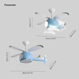 Blue Helicopter Modern Ceiling Fan With Light - Clowas