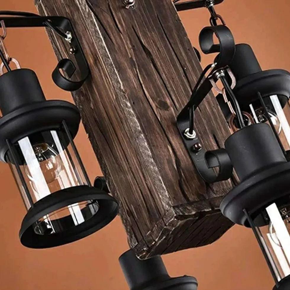 Boat-Shaped Wooden Vintage Candle-Style Pendant Light - Clowas