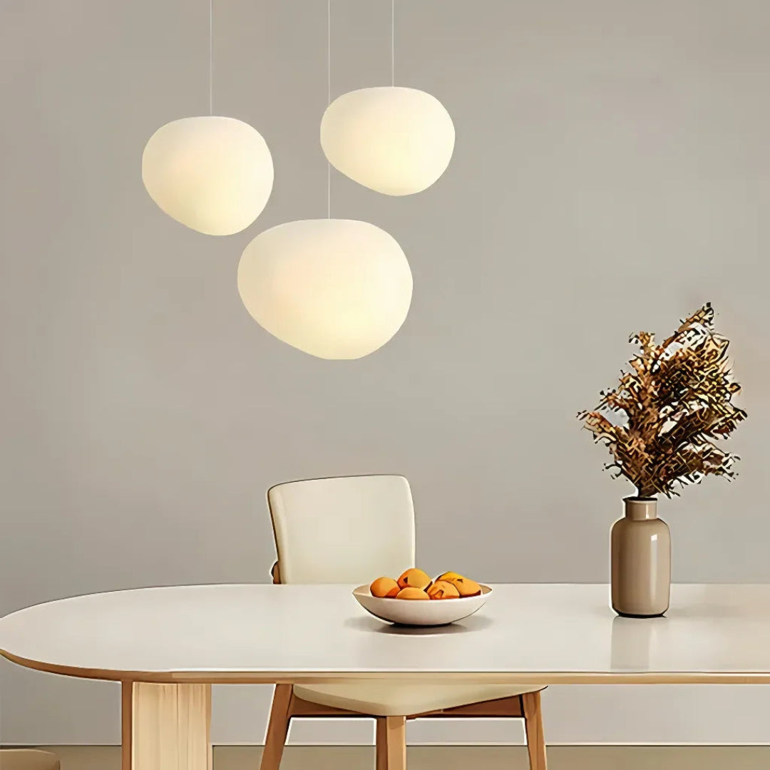 White pendant light with warm white illumination